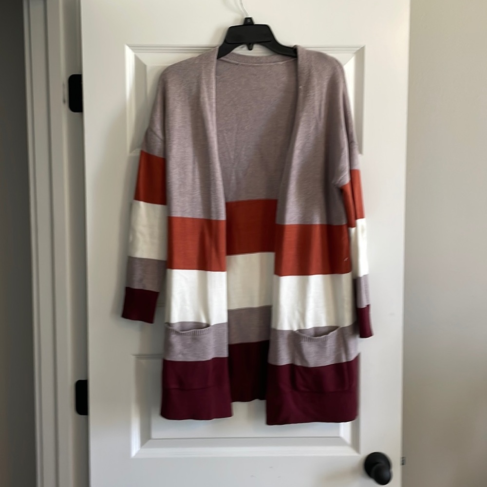 Long cardigan sweater. multi color. Size M